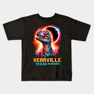 Kerrville Texas Total Solar Eclipse 2024 T Rex Dinosaur Kids T-Shirt